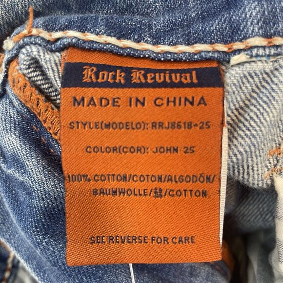 Rock Revival Jeans Mens Sz 36 John Straight Distressed Western Cowboy Denim READ - Picture 12 of 16